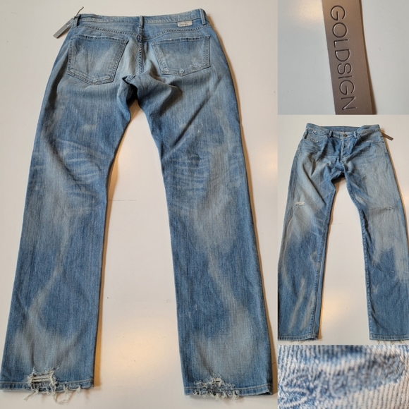 REVOLVE Denim - $218 NEW 28 GOLDSIGN Stevie light wash distressed loose straight boyfriend jeans